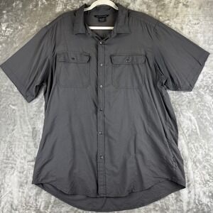 ExOfficio Button Down Shirt Mens 2XL Gray Short Sleeve Ripstop Hiking (1497)